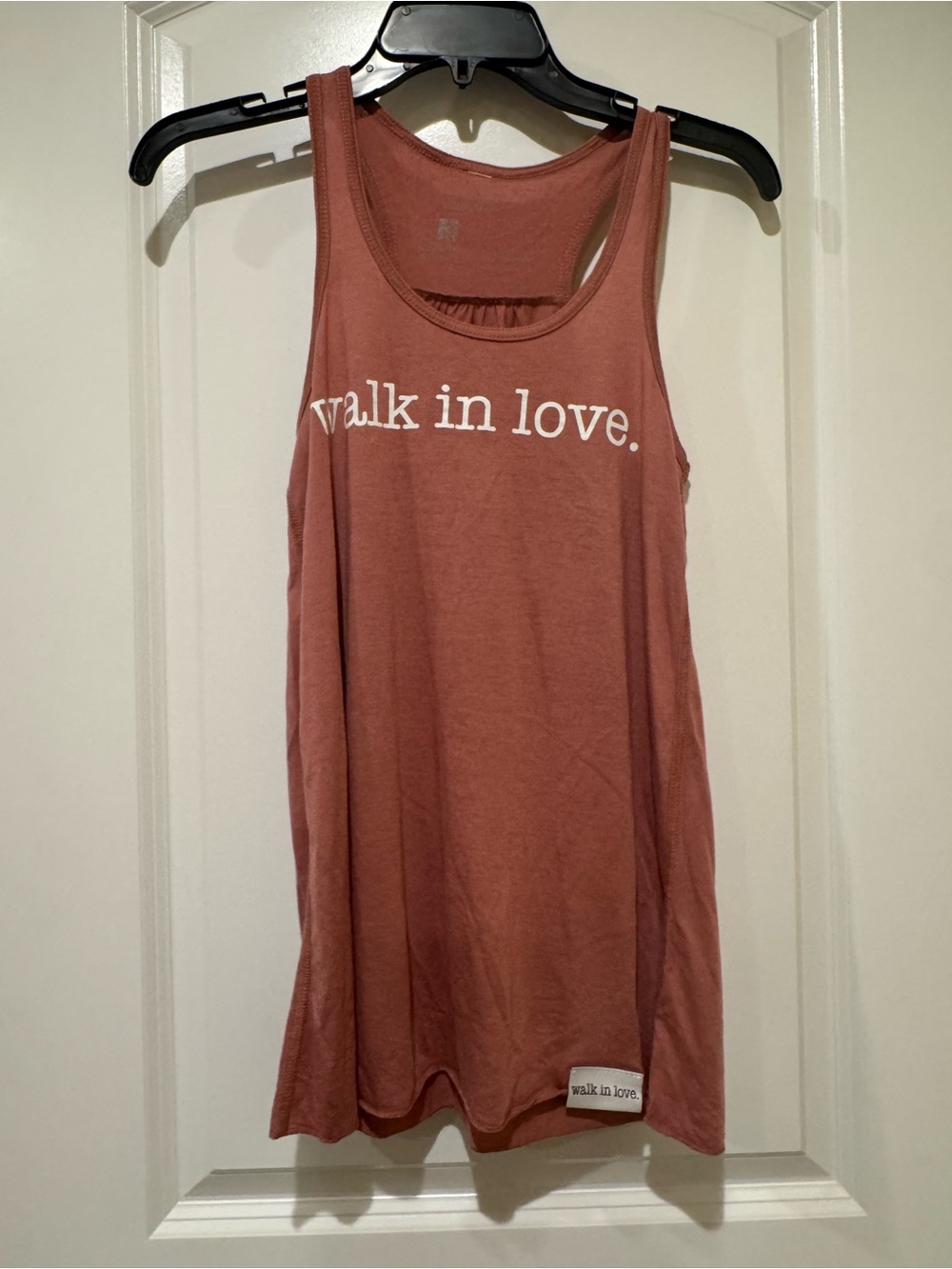 Dusty Rose Graphic Racerback Tank - "walk in love."